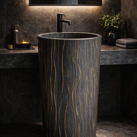 Lavoar freestanding SOLIN 400x400x850 din compozit, hand-made