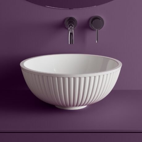 Lavoar pe blat rotund din mineral composite 40 cm, finisaj mat