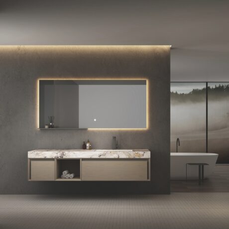 Set mobilier de baie din lemn masiv ALTEIA cu blat din compozit 1600 × 530 × 100 mm