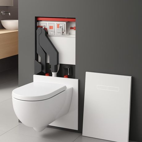 Set WC complet, cu vas WC, cadru vas ingropat, capac, placa frontala sticla (superioara si inferioara), TECE