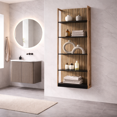 Coloana mobilier baie deschisa cu rafturi 400x235x1300 mm, Fiora