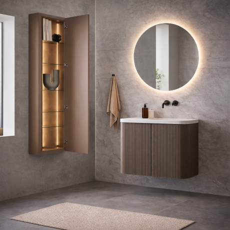 Coloana mobilier baie stanga Fiora Classic Marco Liso cu iluminare LED