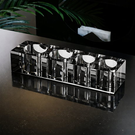 Suport periute dinti 4 compartimente, cristal, gri fumuriu, Havona