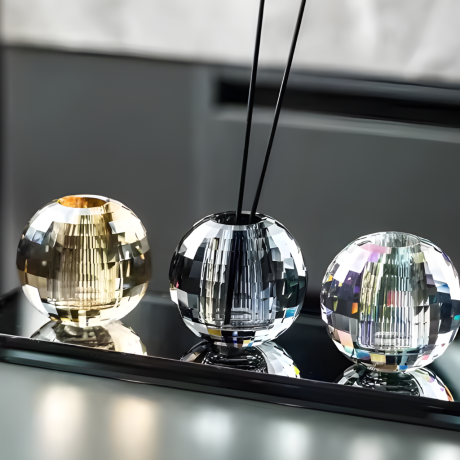 Difuzor parfum ambient, cristal, gri fumuriu, Havona