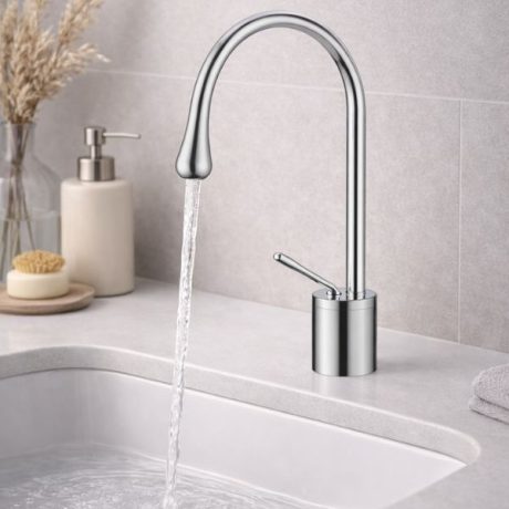 Baterie lavoar inalta crom montaj blat