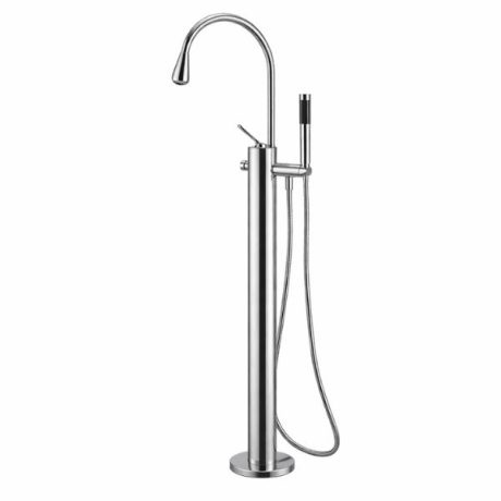 Baterie cada freestanding crom cu dus de mana