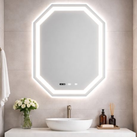 Oglinda baie LED octagonala EXSPR224 75x100