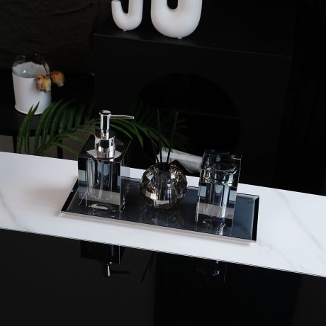 Set de 4 accesorii de baie, gri-ash, Havona