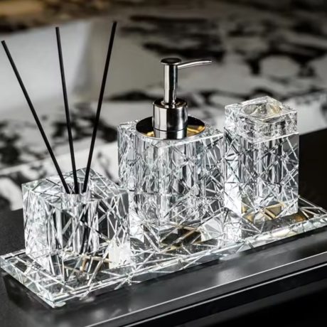 Set de 4 accesorii baie, crystal-carved, Havona