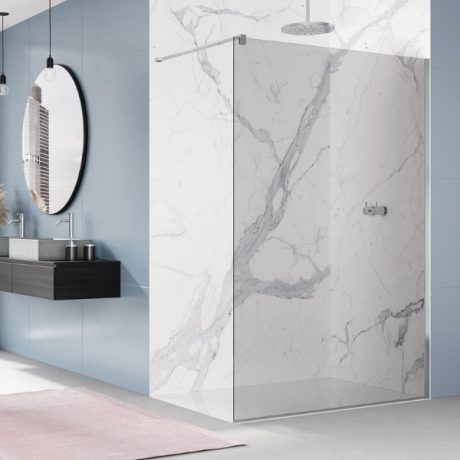 Paravan dus walk-in EASY 90 cm sticla Parsol gri 20 profil alb mat