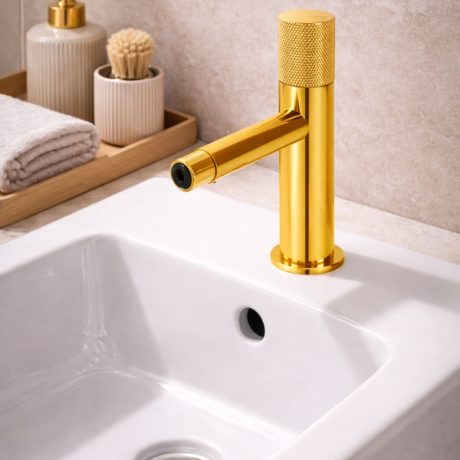 Baterie bideu PVD LEAF SUNRISE cu insertie 3 si leva texturata