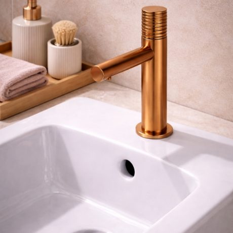 Baterie bideu PVD LEAF SUNSET cu insertie 4 si leva texturata