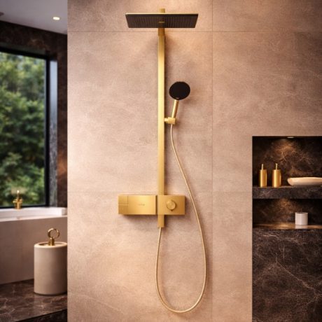 Set dus Hansgrohe Raindance Alive Q cu termostat 210/340 bronz periat