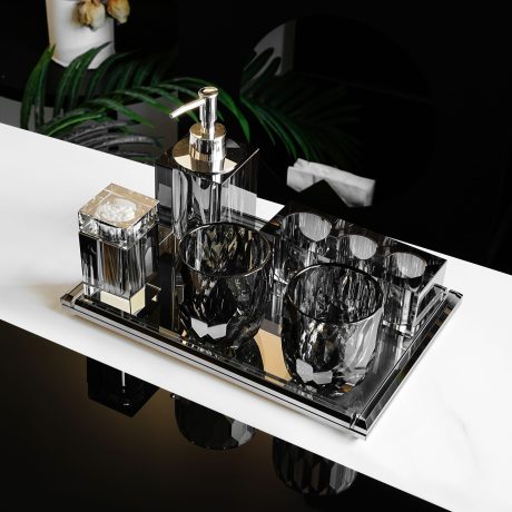 Set 6 accesorii baie, gri-ash, cristal, Havona