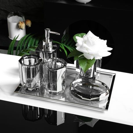 Set de 6 accesorii de baie, gri-ash, cristal, Havona