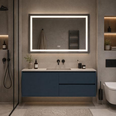 Oglinda baie Brunelleschi 80x60 cm LED touch rectangulara tip D